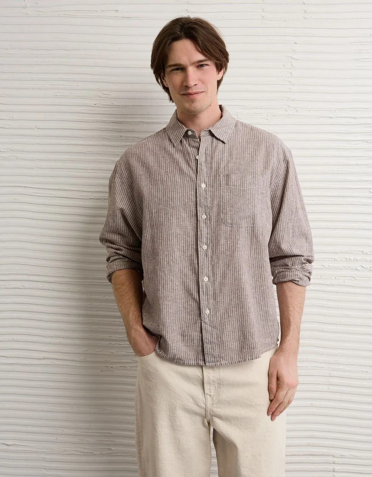 Casual Striped Linen-Blend Shirt