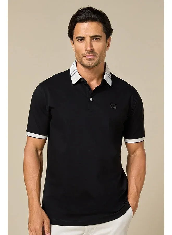 Sophisticated Contrast Collar Polo Shirt
